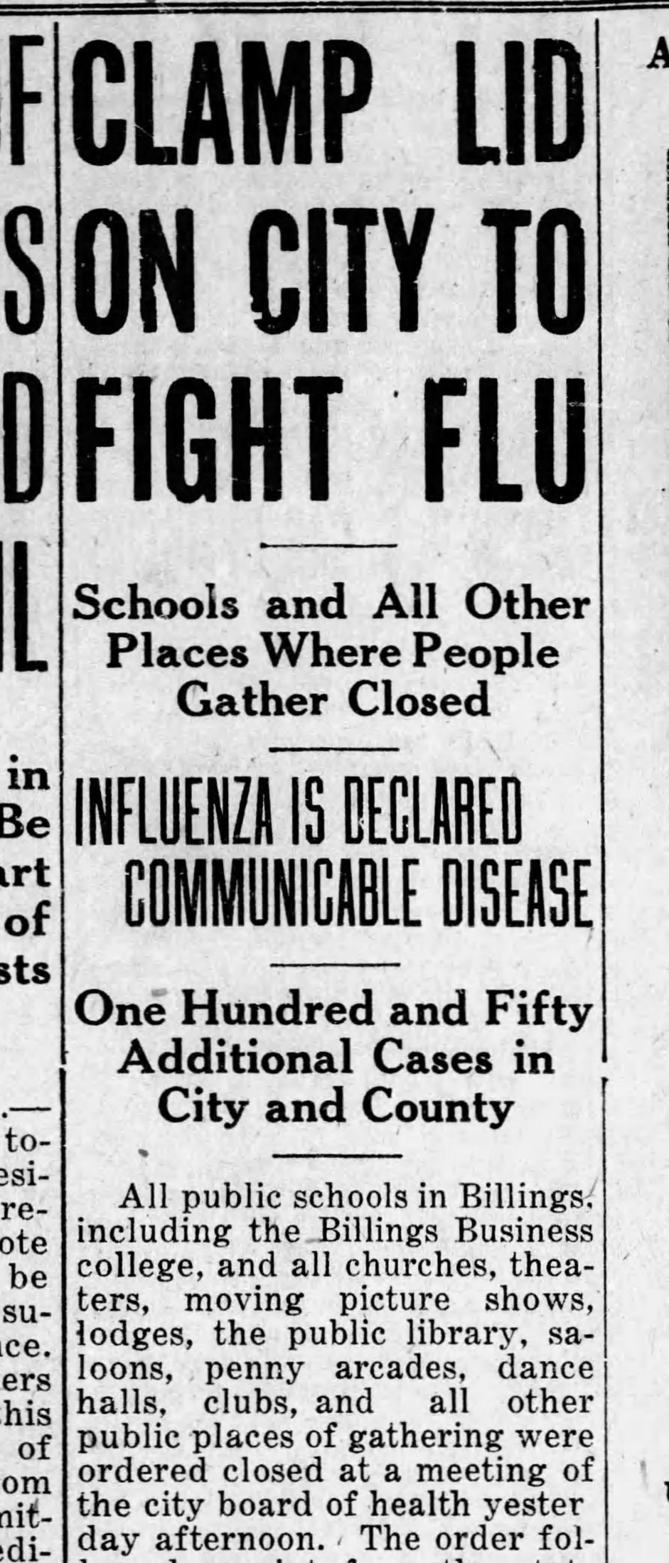 Clamp lid on city to fight flu